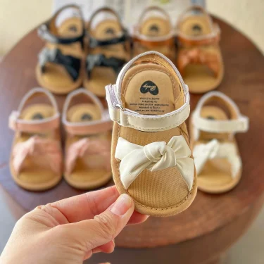 Infant Baby Girl Boy Sandals Comfort Premium Summer Outdoor Casual Beach Shoes with Flower Bowknot Anti Slip Rubber Sole Newborn 1