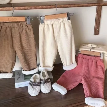 New Autumn Winter Toddler Boys Girls Casual Corduroy Pants Children Kids Warm Trousers Loose Pants Outside Versatile 5
