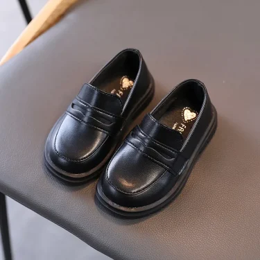 Kids Loafers Slip-on Pu Leather Shallow Black Brown Boys Girls Flat Shoes 21-36 Toddler Fashion Leisure Children Casual Shoe 3