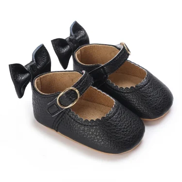 Black Fashion Newborn Party Princess Shoes Boys And Girls' First Step Walking Shoes Rubber Soled Anti Slip Baby Shoes 0-18M 2