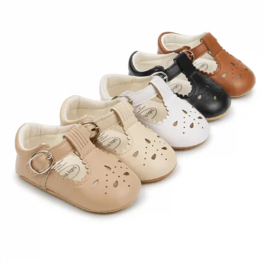 Princess Baby Girls Shoes Cute Moccasinss PU Leather Hollow-Out Soft Sole Rubber Flats Shoes Newborn First Walker Non-Slip Shoes 1