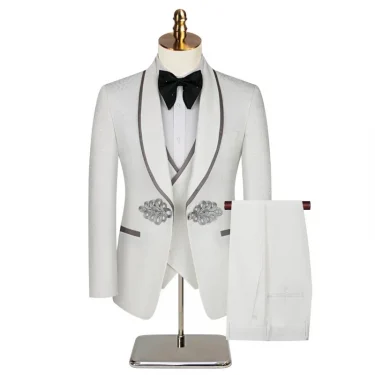Men's Three-piece Wedding Tuxedo (Jacket + Vest + Pants) Fashion Show Concert Groom Engagement Cocktail Summer Party Men's Suit 5