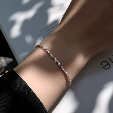 New 925 Sterling Silver Bracelet 1.5mm Shiny Bracelet For Your Woman Water Jewelry Gift 6