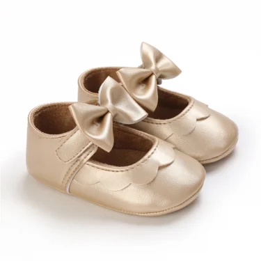 Baby Girls Shoes Mary Jane Flats Princess Bowknot Dress Shoes PU Anti-slip Soft Sole First Walkers Crib Shoes for Infants 1