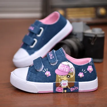 Children's Canvas Shoes For Kids Breathable Flat Sneakers Toddler Boy Girl Denim Casual Trainers New Spring Runing Leisure Shoes 2