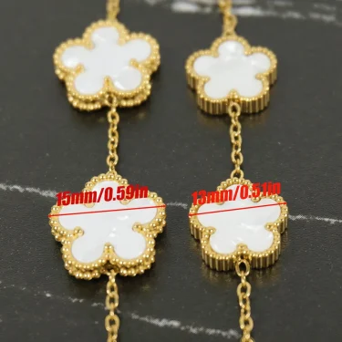Adjustable New Design Gold Plated Stainless Steel 316L Plant Flower Bracelet With Five Leaf Petals Women's Luxury Gifts Clover 4