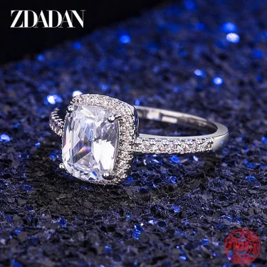 ZDADAN 925 Sterling Silver Vintage Emerald Rings For Women Wedding Engagement Jewelry 4