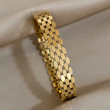 AENSOA 316L Stainless Steel High Quality Bubble Popcorn Shape Oval Bracelet Bangle Minimalist Metal Texture Rust Proof Jewelry 2