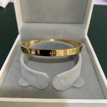 New Design Gold Color Zircon And Cross Nut Nail Bracelet Gold & Bangle For Woman Stainless Steel Screw Brand Jewelry 1