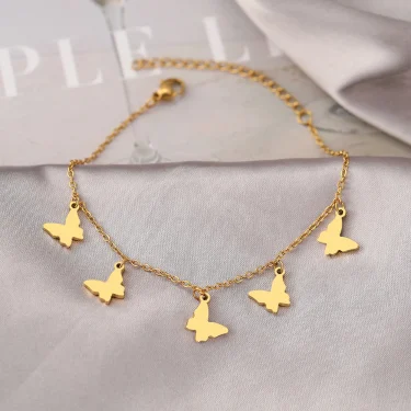 Stainless Steel Bracelets Exquisite Butterfly Elegant Temperament Pendants Fine Chain Vintage Fashion Bracelet For Women Jewelry 5