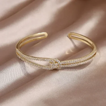 exquisite AAA luxury full zircon knot bracelet elegant women's wedding party opening adjustable bracelet 3