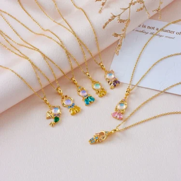 Fashionable Colorful Zircon Fairy Tale Little Princess Necklace Gold-plated Universal Chain Clavicle Chain Sweet Temperament 5