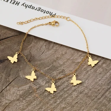 Stainless Steel Bracelets Exquisite Butterfly Elegant Temperament Pendants Fine Chain Vintage Fashion Bracelet For Women Jewelry 3