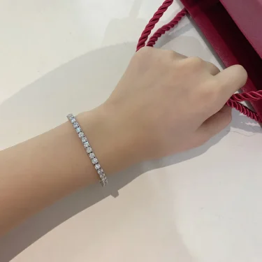 D VVS1 Moissanite Tennis Bracelet Original s925 Sterling Silver Plated 18k White Gold with GRA Bracelets for Women Man 3