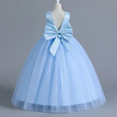 12 14Yrs Girls Princess Pageant Dress Long Bridesmaid Kids Prom Ball Gowns Children Birthday Party Sequins Backless Luxury Dress 5