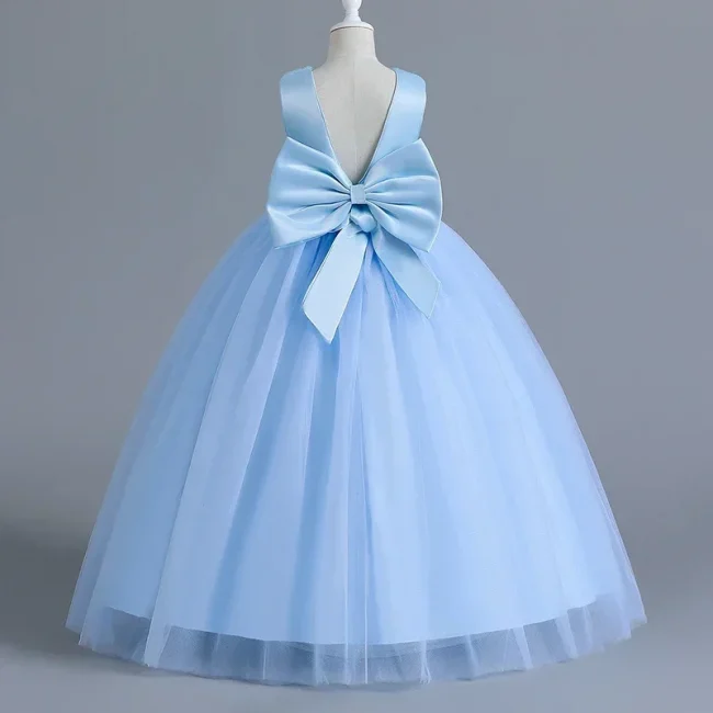 12 14Yrs Girls Princess Pageant Dress Long Bridesmaid Kids Prom Ball Gowns Children Birthday Party Sequins Backless Luxury Dress 5