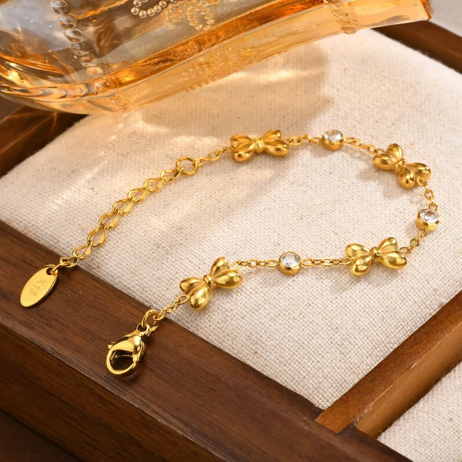 Zirconia Butterfly Bracelet for Women, Stainless Steel Gold Color Mother Daught Gift, Bow Tie Jewelry Animal Shape Jewelry 5