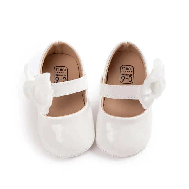KIDSUN Baby Cute Bow Princess Shoes Solid Colour Soft Bottom First Toddler Shoes 0-18 Months Newborn Baby Shoes Girl 2