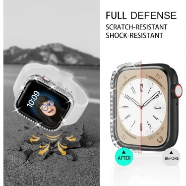 Bling Case for Apple Watch SE/6/5/4 40MM 44MM Protective Case+Glass Screen Protector iWatch Series 7/8/9/10 41MM 45MM 42MM 46MM 3