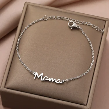 Stainless Steel Bracelets Letter Mama Pendant Chains Fashion Charms Bracelet For Women Jewelry Party Lover Mum Mother's Gifts 3