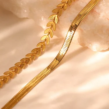 Stainless Steel Anklet Creative Splicing Wrap Around Leaf Design Blade Chain Anklet For Women Jewelry Goddess Banquet Fine Gifts 3