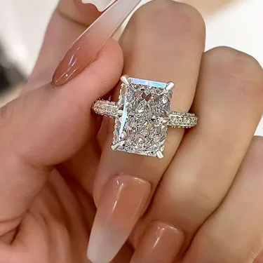 Huitan Simple and Elegant Rectangle Cut CZ Rings for Women Luxury Engagement Wedding Bridal Accessories Temperament Lady Jewelry 1