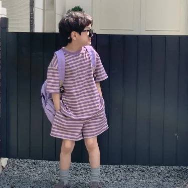 MILANCEL Summer Kids Clothing Set Striped Tee And Shorts Boys Casual Suit Girl Long Dress Brother And Sister Clothes 6