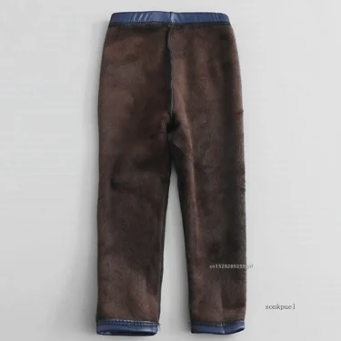 New Baby Girls Leggings Winter Kids Thick Velvet Leggings Pencil Pants Children Warm Trousers Faux PU Leather Legging Slim Pant 5