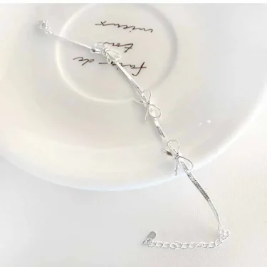 Fashion 925 Sterling Silver Bow Bracelet Simple Charm Geometric Shape Bracelet Birthday Party Gift Women's Exquisite Jewelry 6