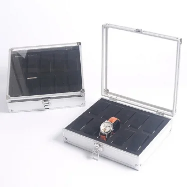 DELESYS Sales Promotion 6/12/24 Positions Aluminum Alloy Watch Storage Case Solid Shatter-Resistant Metallic Aluminium Watch Box 4