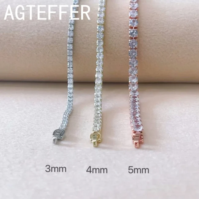 New 925 Sterling Silver Hip Hop Fashion Women's Tennis Bracelet Rose Gold Shining Cubic zirconia Bracelet Wedding Jewelry Gift 3