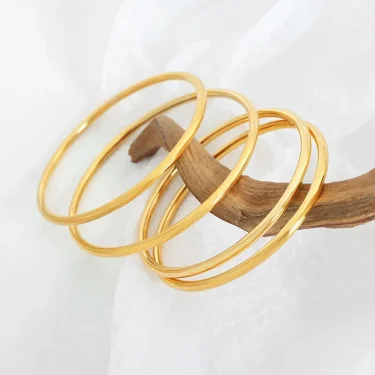 3 Pieces/lot Non Fading Stainless Steel Bracelet Bangles For Women Simple Style Gold Plated Waterproof Women's Bracelets Bangle 2