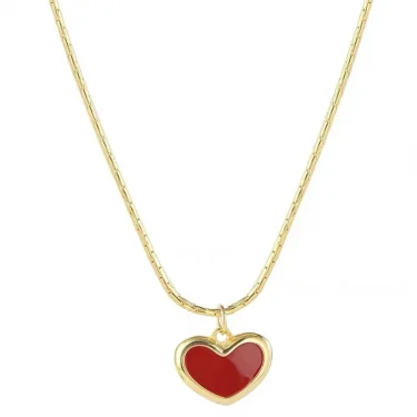 2025 Mothers Day Red Heart Pendant Stainless Steel Gold Color Chain Necklace for Women Non Fading Jewelry Sweet Accessories Gift 6