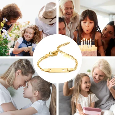 Vnox Custom Engrave Mom Duaghter Son Name Baby Bracelets, Anti Allergy Stainless Steel Baptism Love Gifts, Adjustable Jewelry 3