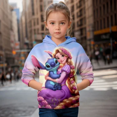 Kids Jackets Cute Stitch 3D Print Tops Pullovers 4-14 Years Old Sweater 24/25 New Children Hoodie Girls Autumn Winter Clothes 2