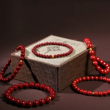 Lucky Cinnabar Red Gold Color Beads Natural Stone Beaded Bracelet for Women Bracelet Party Jewelry Bring Good Luck Gift 3