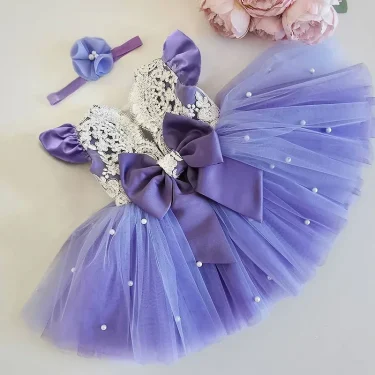 Toddler Girls Red Christmas Dress Lace Princess Party Dress Tutu Dresses for Kids Backless Cute Birthday Wedding Evening Gown 3