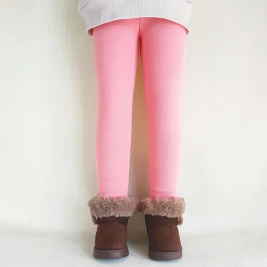 Hot Sweet Girls Pants Kids Boys Thick Warm Trousers Winter Children Casual Solid Color Soft Pants Baby Girls Leggings 2-11Years 4