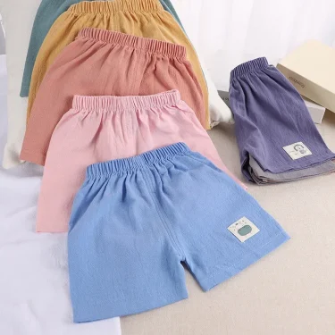 1 2 3 4 5 Years Kids Summer Shorts Boys Girls Korean Style Cotton and Linen Short Pants Toddler Little Children Cute Shorts 2