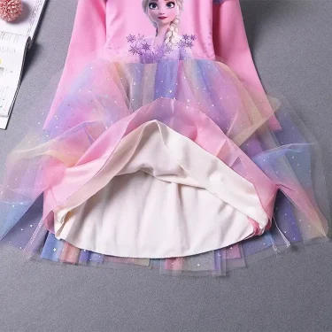 2025 New Princess Dress Girls Dress Spring Autumn Kids Dress Long-sleeved For Children's Party Clothes Elsa Frozen Dress 2-9Y 4