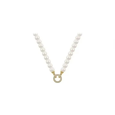 French Elegant Micro Set Zircon Round Buckle Imitation Pearl Beaded Necklace For Women's Temperament Jewelry Sweet Accessories 6