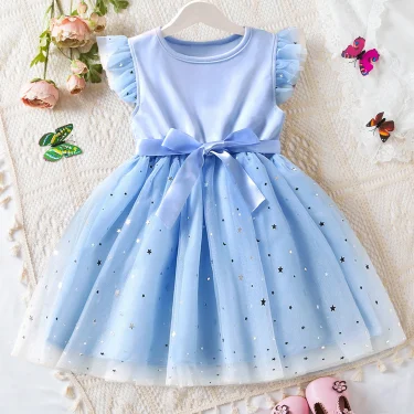 Baby Girl Dress Summer Toddler Kids Dress Baby Mesh Tutu Dresses Sequin Bow Children Birthday Party Dress Baby Girl Clothes 2-6Y 2