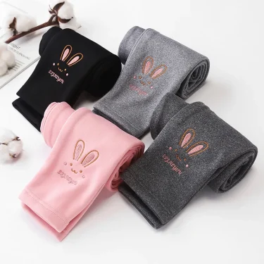 Girls Leggings Autumn Winter Thick Warm Plus Cute Fond Rabbit Children Kids Baby Bottom Part Pants 3