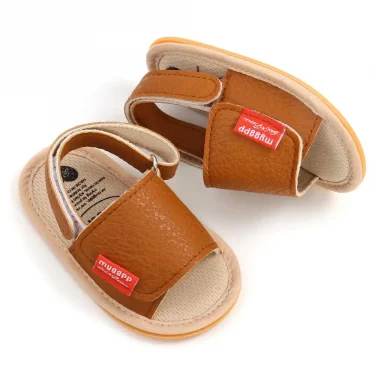 Classic Leather Baby Sandals Baby Boys Baby Girls Non-slip Solid Color Bow Baby Walking Soft Rubber Bottom Hundred Garden Shoes 3