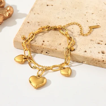 GANEMLY 316L Stainless Steel Heart Charm Bracelet For Women Men Fashion New Waterproof Wrist Chain Jewelry Friend Gift Party 4