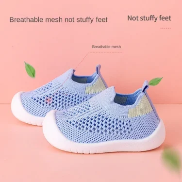 Spring Summer Toddler Shoes Breathable Knitted Kids Sneakers Boys Slip-on Tennis Shoes Girls Soft Non-slip School Casual Shoes 2
