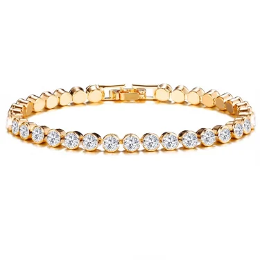 14k Gold Filled Tennis Bracelet 3mm 4mm Cubic Zirconia Classic Tennis Link Bracelets For Women Girls 1