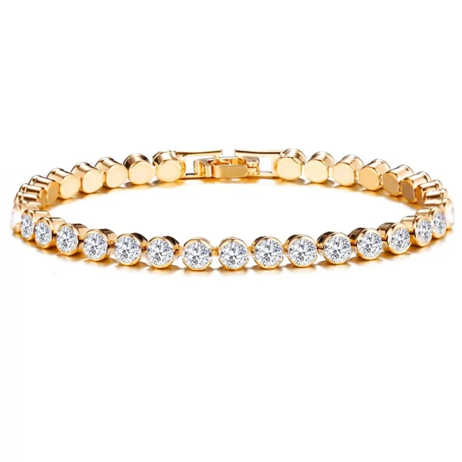 14k Gold Filled Tennis Bracelet 3mm 4mm Cubic Zirconia Classic Tennis Link Bracelets For Women Girls 1
