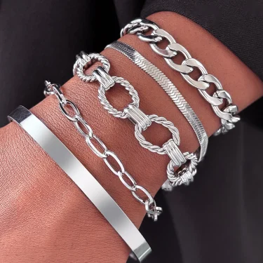 Stainless Steel Jewelry Set Five Bracelets Set Classic Ornate Design Jewelry Set For Women Jewelry Fashion New Products Gifts 2