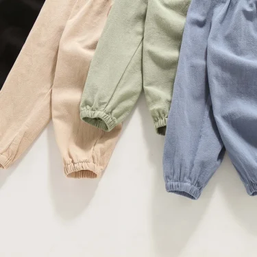 1 To 5 Years Summer Thin Kids Solid Color Pants Boys Girls Casual Trousers Breathable Beam Foot Lantern Pants Children's Clothes 4